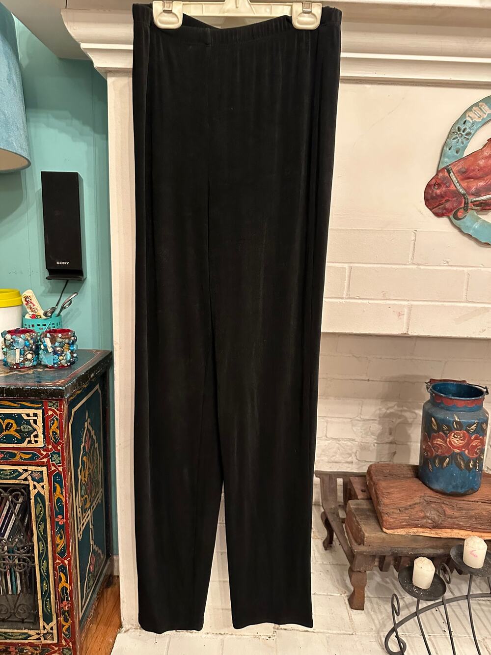 VINTAGE BCBG PARIS BLACK STRETCHY FLOWY PANTS S